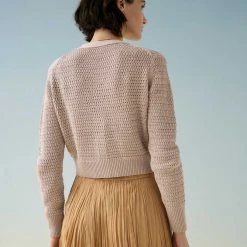 White + Warren Cotton Cropped Mesh Cardigan