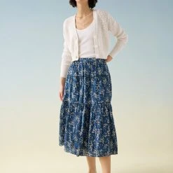 White + Warren Cotton Cropped Mesh Cardigan