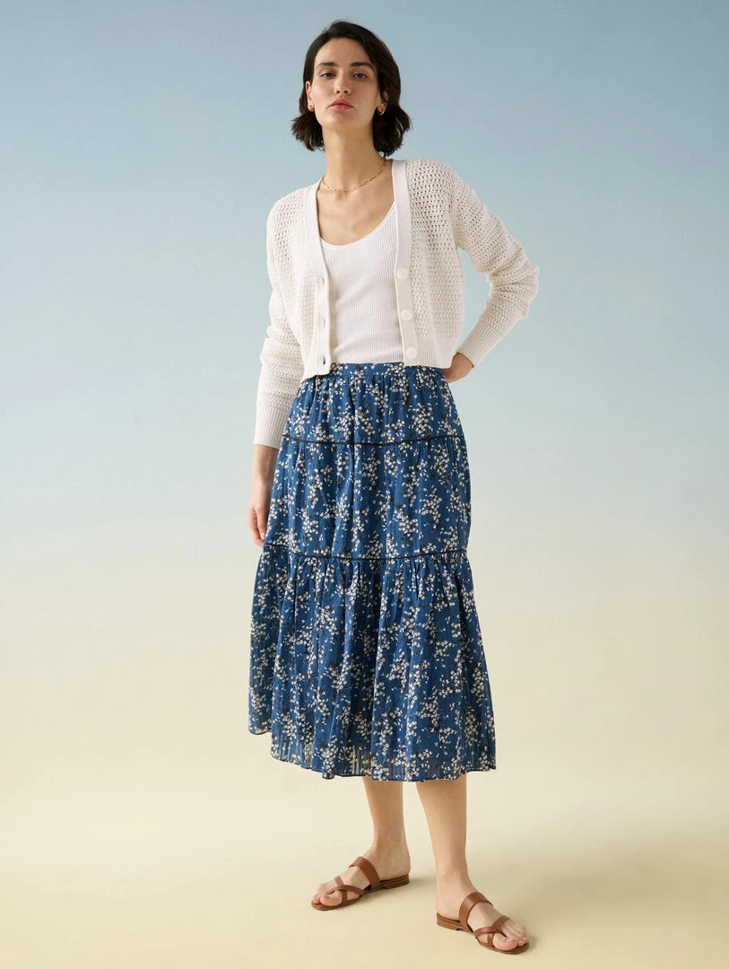 White + Warren Cotton Cropped Mesh Cardigan