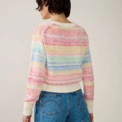 White + Warren Cotton Marled Striped Crewneck