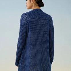 White + Warren Cotton Mesh Open Cardigan