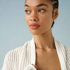 White + Warren Cotton Mesh Open Cardigan Summer Staples