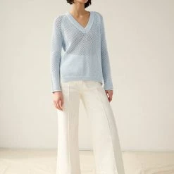 White + Warren Cotton Mesh V Neck Summer Staples