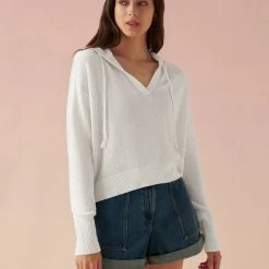 White + Warren Linen Hoodie