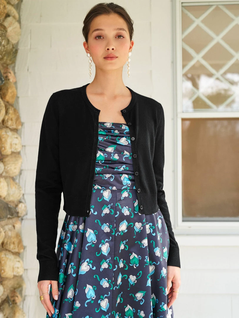 White + Warren Celebration Shop Silk Cashmere Button Cardigan