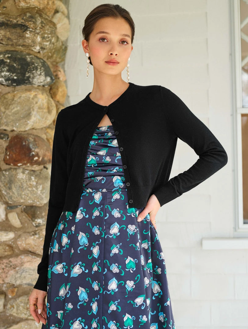 White + Warren Celebration Shop Silk Cashmere Button Cardigan