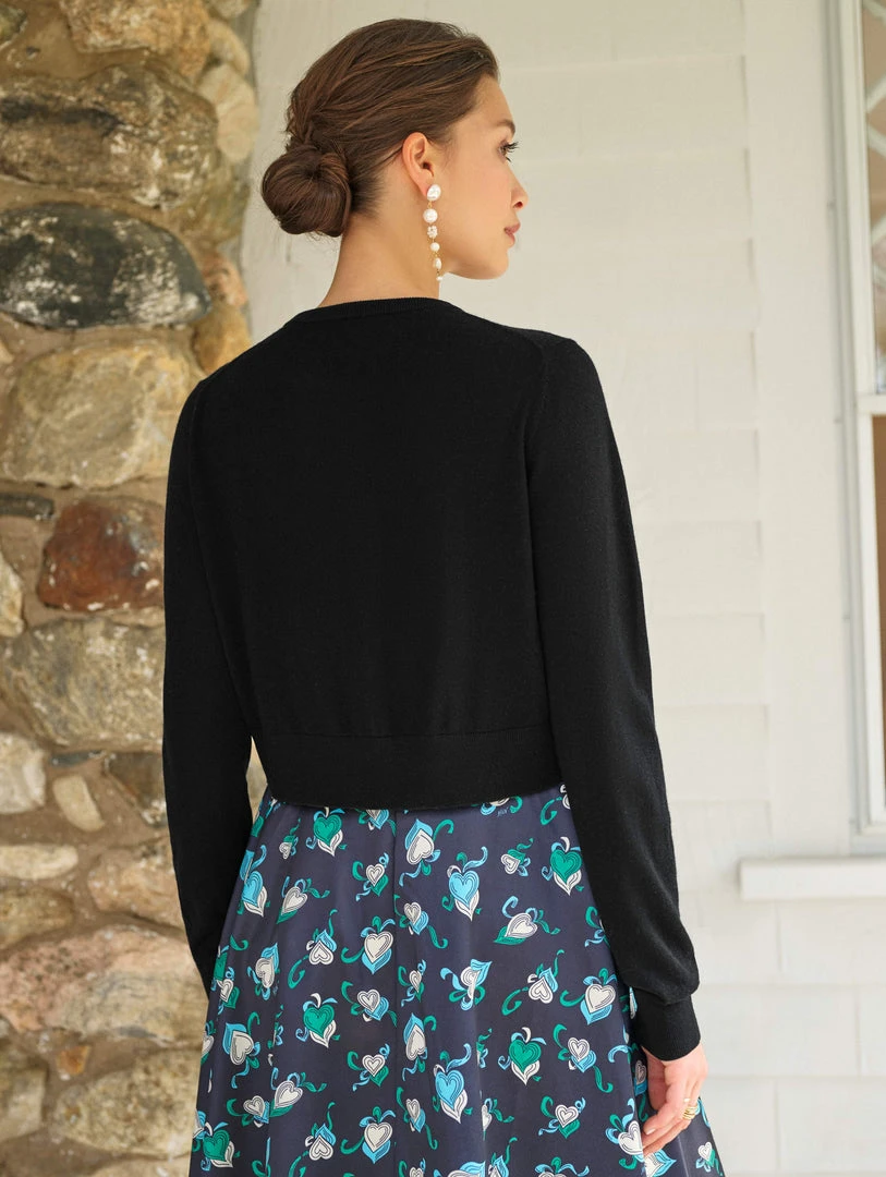 White + Warren Celebration Shop Silk Cashmere Button Cardigan