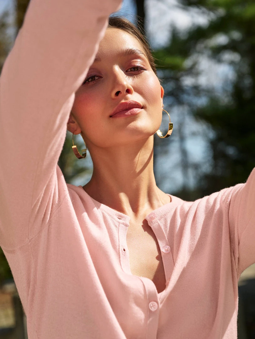 White + Warren Celebration Shop Silk Cashmere Button Cardigan