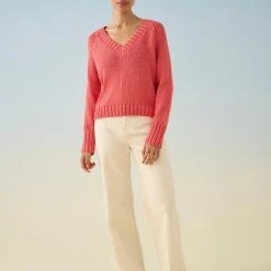 White + Warren Lofty Cotton Cropped V Neck Summer Staples