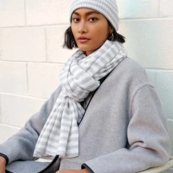 White + Warren Pattern Shop Cashmere Striped Travel Wrap