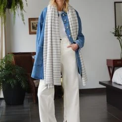 White + Warren Pattern Shop Cashmere Striped Travel Wrap