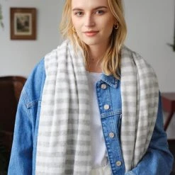 White + Warren Pattern Shop Cashmere Striped Travel Wrap