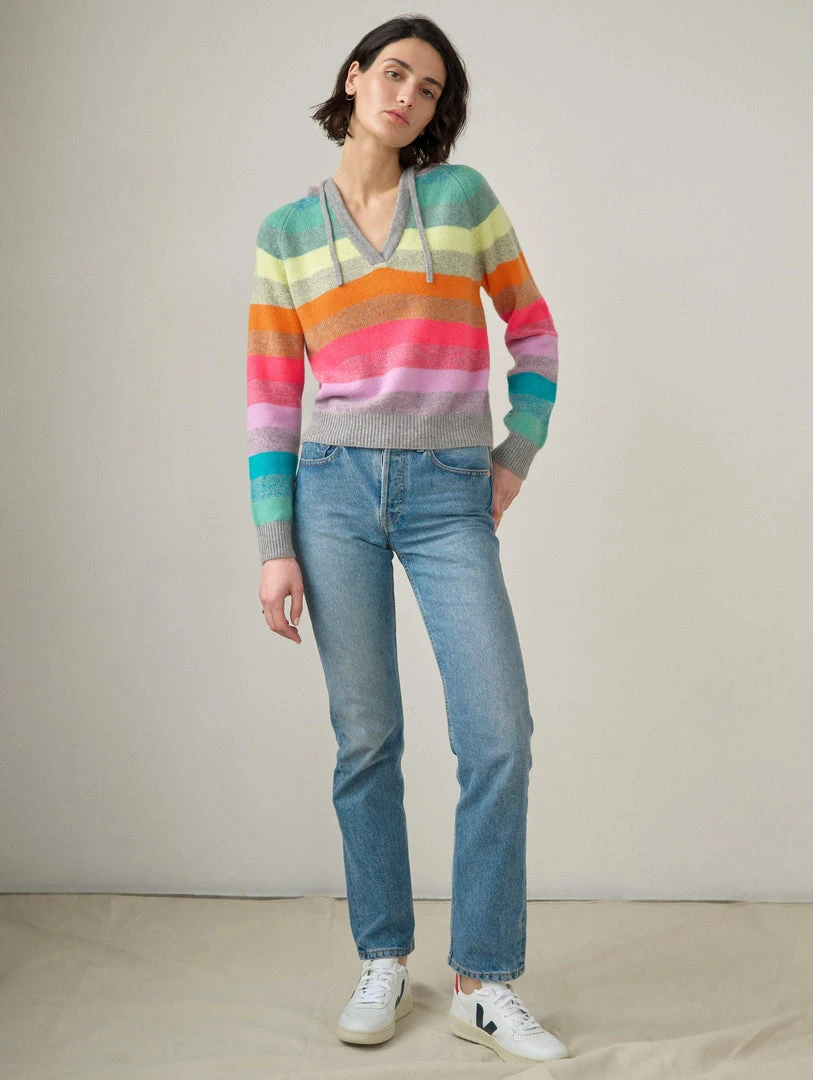 White + Warren Cashmere Rainbow Striped Hoodie Best-Sellers