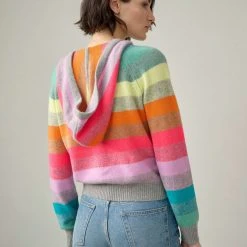 White + Warren Cashmere Rainbow Striped Hoodie Best-Sellers