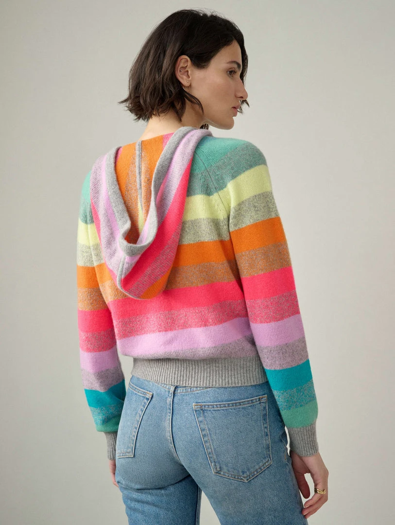White + Warren Cashmere Rainbow Striped Hoodie Best-Sellers