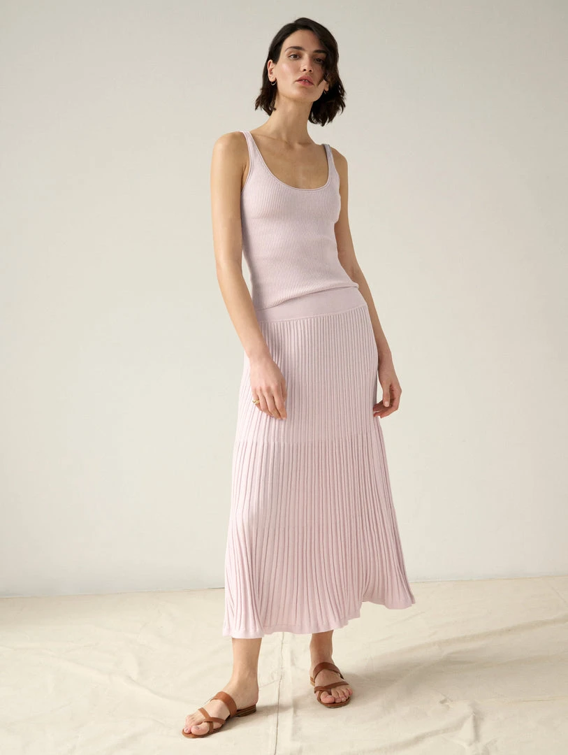 White + Warren Best-Sellers Cotton Silk Ribbed Skirt