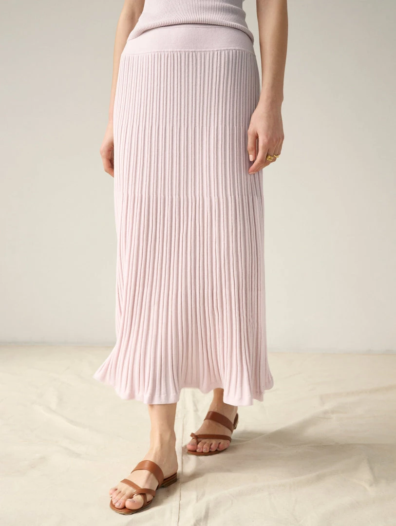 White + Warren Best-Sellers Cotton Silk Ribbed Skirt