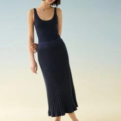 White + Warren Cotton Silk Ribbed Skirt Color Shop