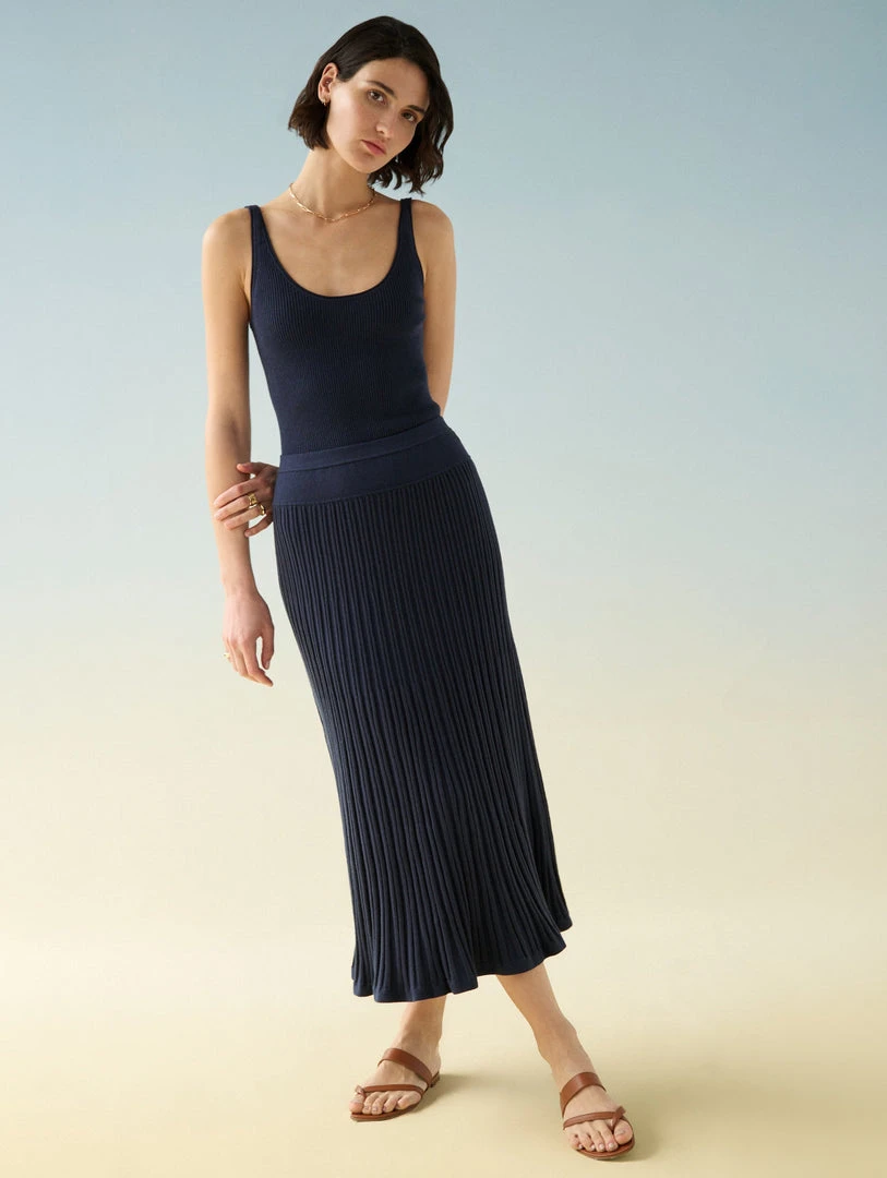 White + Warren Cotton Silk Ribbed Skirt Color Shop