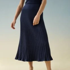 White + Warren Cotton Silk Ribbed Skirt Color Shop