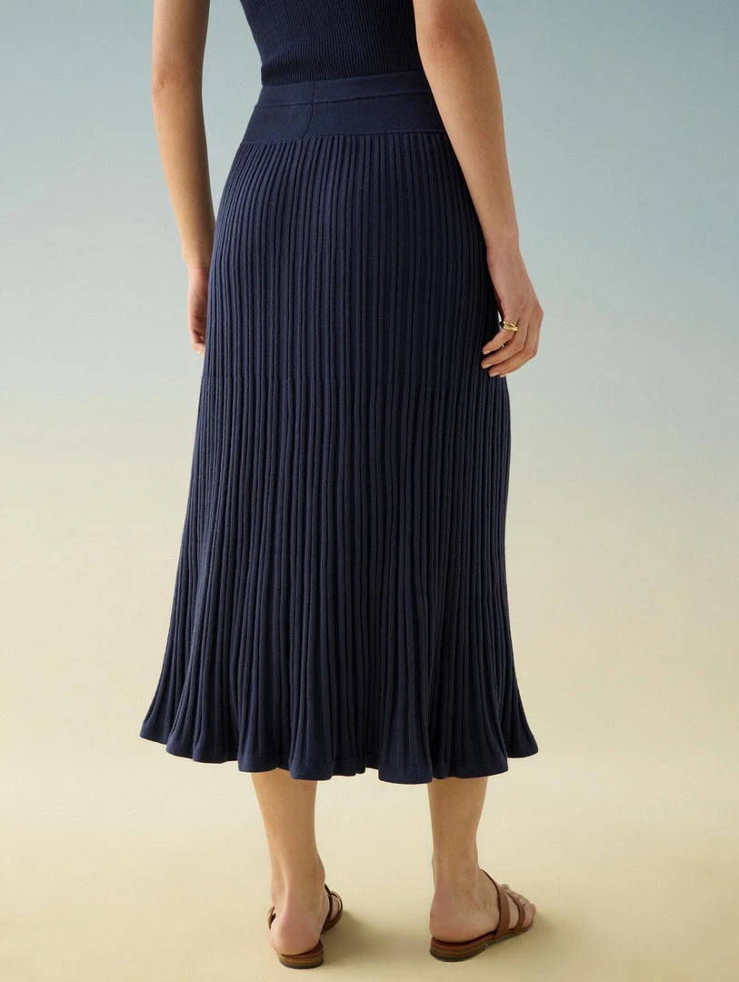 White + Warren Cotton Silk Ribbed Skirt Color Shop