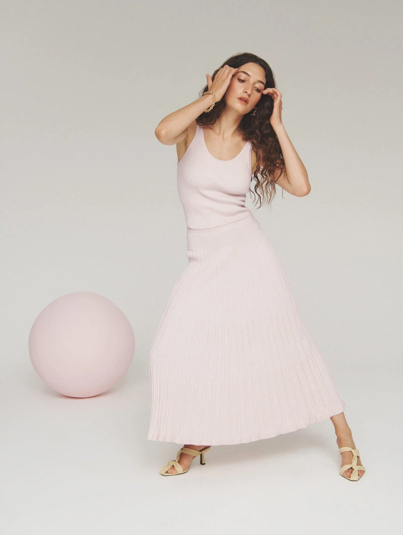 White + Warren Best-Sellers Cotton Silk Ribbed Skirt