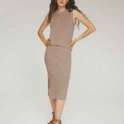 White + Warren Cotton Silk Pencil Skirt