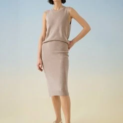 White + Warren Cotton Silk Pencil Skirt