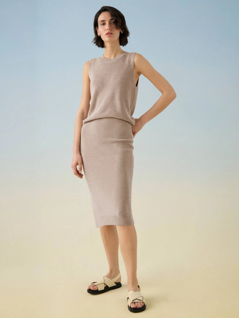 White + Warren Cotton Silk Pencil Skirt