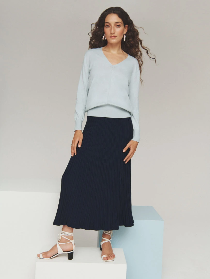 White + Warren Color Shop Cotton Silk V Neck