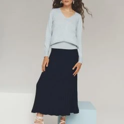 White + Warren Cotton Silk Ribbed Skirt Color Shop