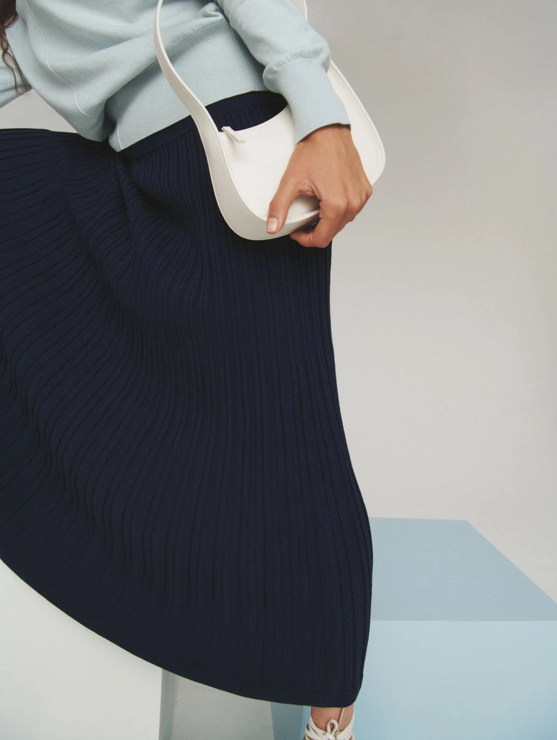 White + Warren Cotton Silk Ribbed Skirt Color Shop