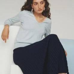 White + Warren Color Shop Cotton Silk V Neck