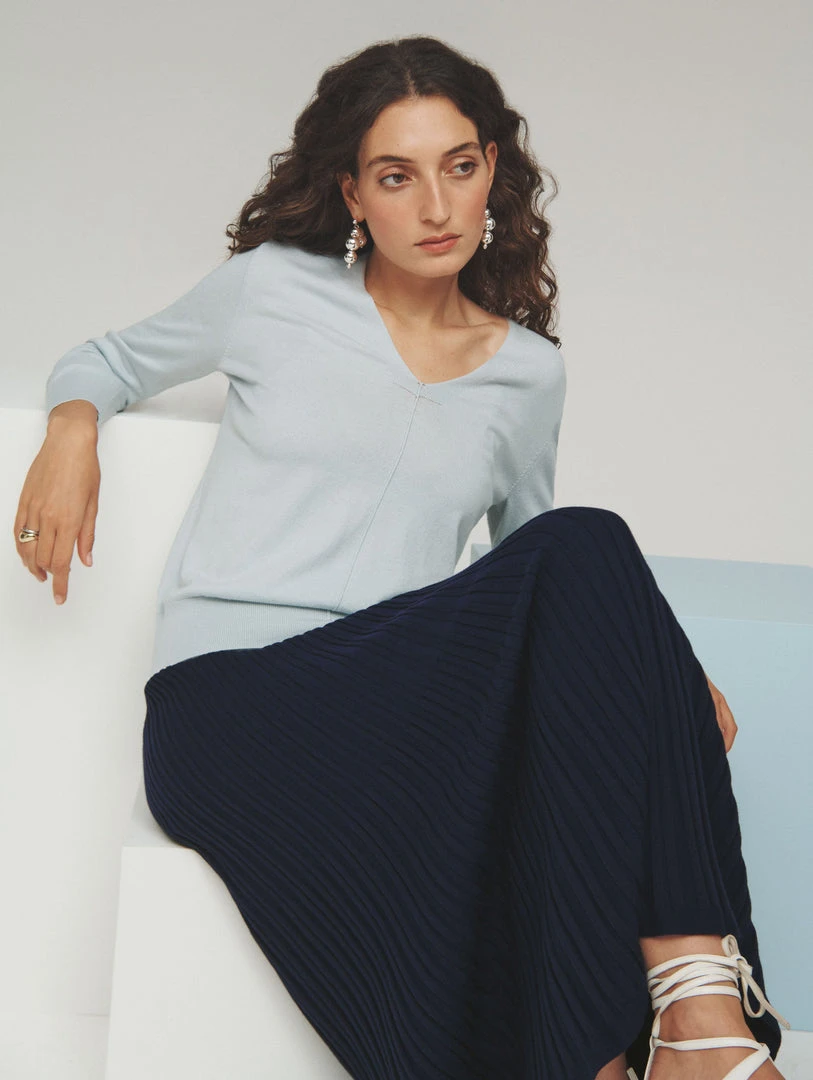 White + Warren Color Shop Cotton Silk V Neck