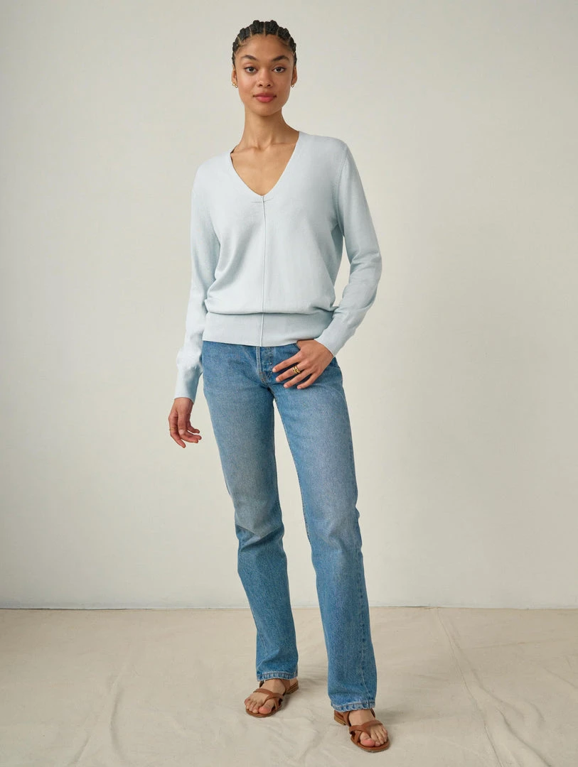 White + Warren Color Shop Cotton Silk V Neck