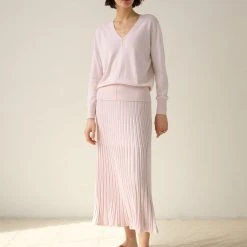 White + Warren Best-Sellers Cotton Silk Ribbed Skirt