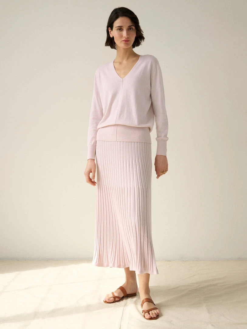 White + Warren Best-Sellers Cotton Silk Ribbed Skirt