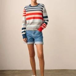 White + Warren Cashmere Mixed Stripe Crewneck Best-Sellers