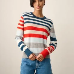 White + Warren Cashmere Mixed Stripe Crewneck Best-Sellers