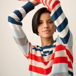 White + Warren Cashmere Mixed Stripe Crewneck Best-Sellers