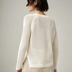 White + Warren Summer Staples Cotton Mesh V Neck